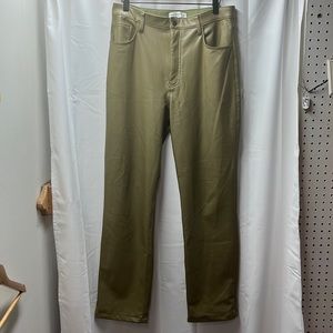 Abercrombie and Fitch Green Faux Leather 90s Straight Pant- 31
